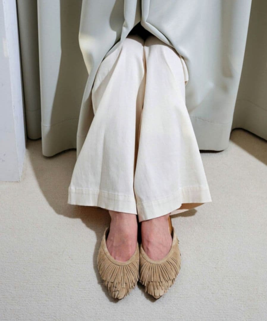 ルタロン　GRISEレザーFRINGEミュール　ベージュ